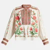 Ainika Delicate Floral Cotton Blouse in White