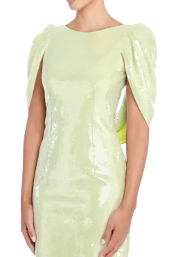 Alba Cape-Effect Sequined Crepe Midi Dress