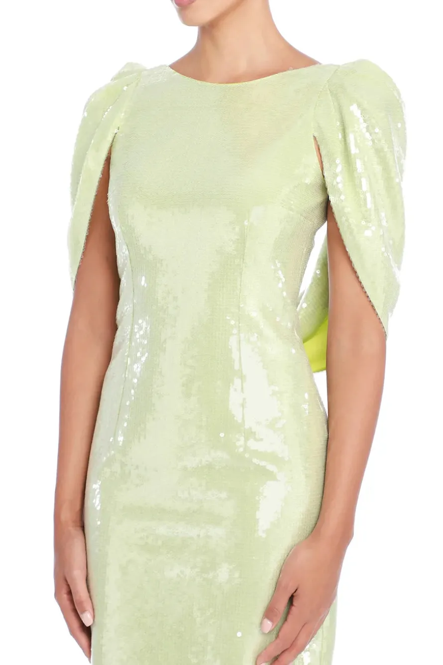 Alba Cape-Effect Sequined Crepe Midi Dress