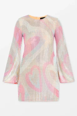 A-Line Crystal Hearts Mini Dress