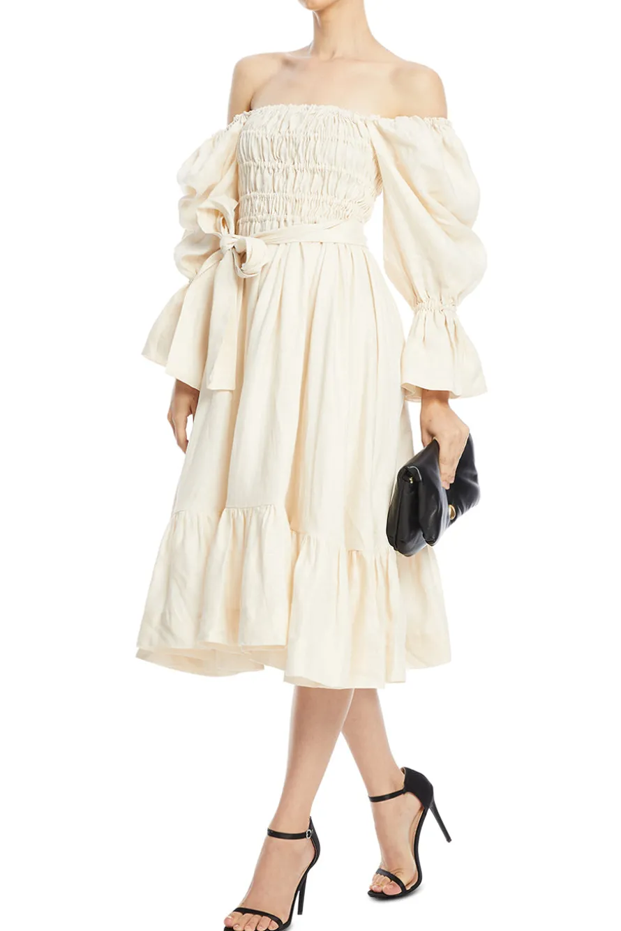 Amelia Off Shoulder Bow Midi Dress