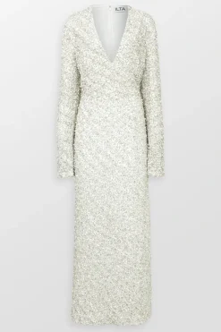 Asha V Neck Long Sleeve Evening Maxi Dress