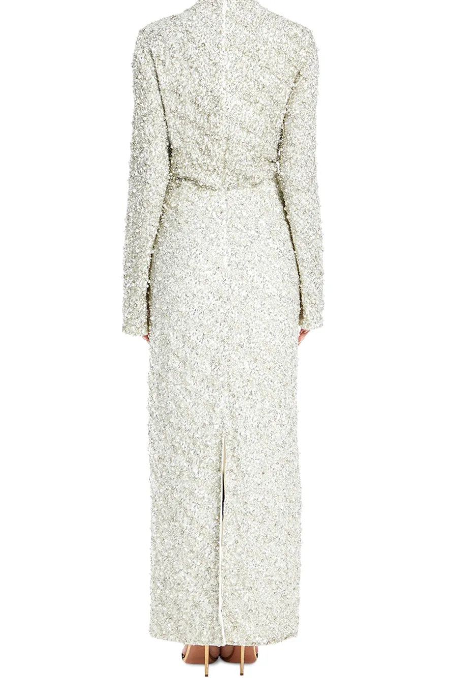 Asha V Neck Long Sleeve Evening Maxi Dress
