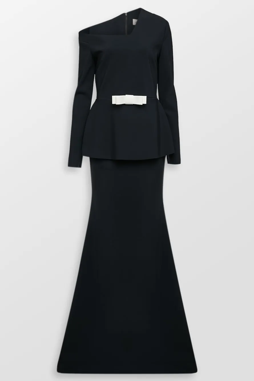 Asymmetrical Peplum Mermaid Flounce Evening Gown
