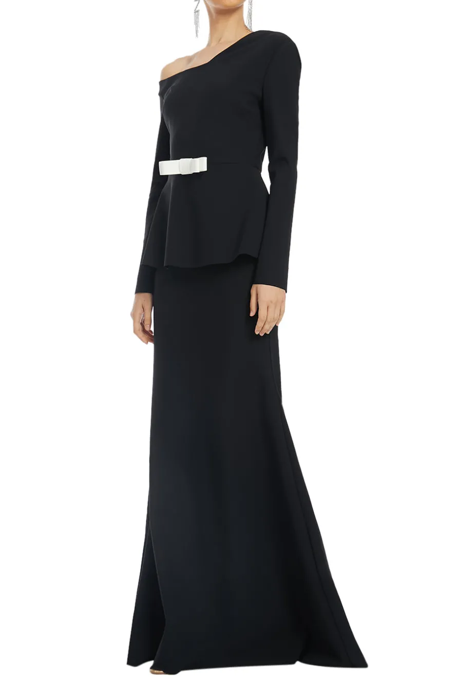 Asymmetrical Peplum Mermaid Flounce Evening Gown
