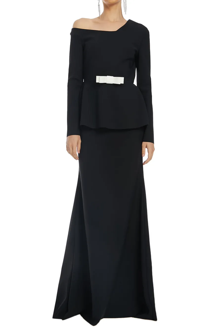 Asymmetrical Peplum Mermaid Flounce Evening Gown