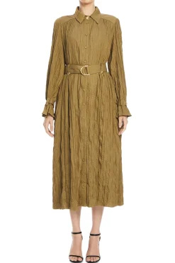 Bays Crushed Pleats Midi Dress