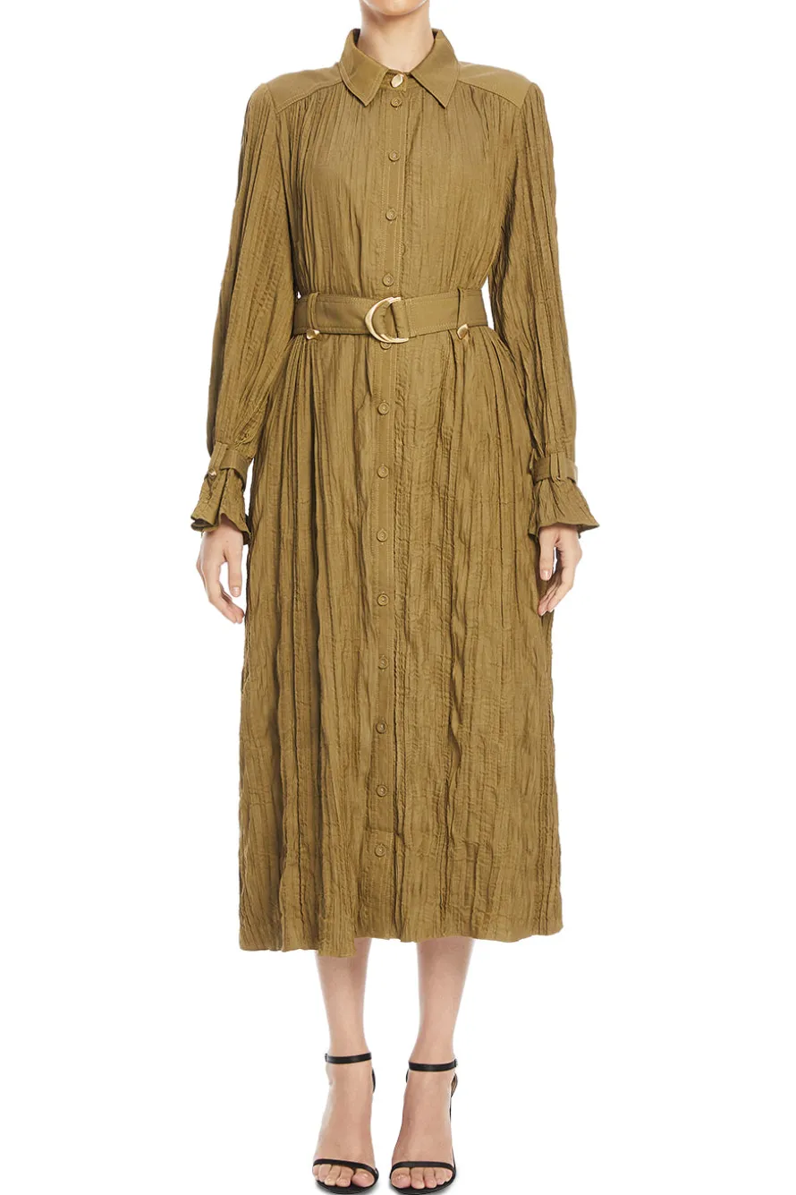 Bays Crushed Pleats Midi Dress