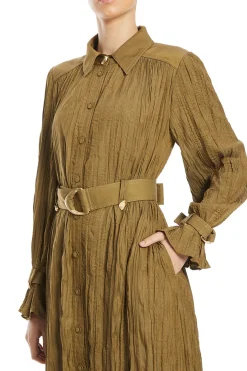 Bays Crushed Pleats Midi Dress