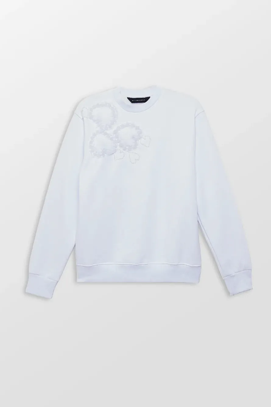 Beads Heart Embroidery Sweatshirt