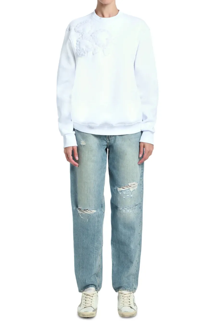 Beads Heart Embroidery Sweatshirt