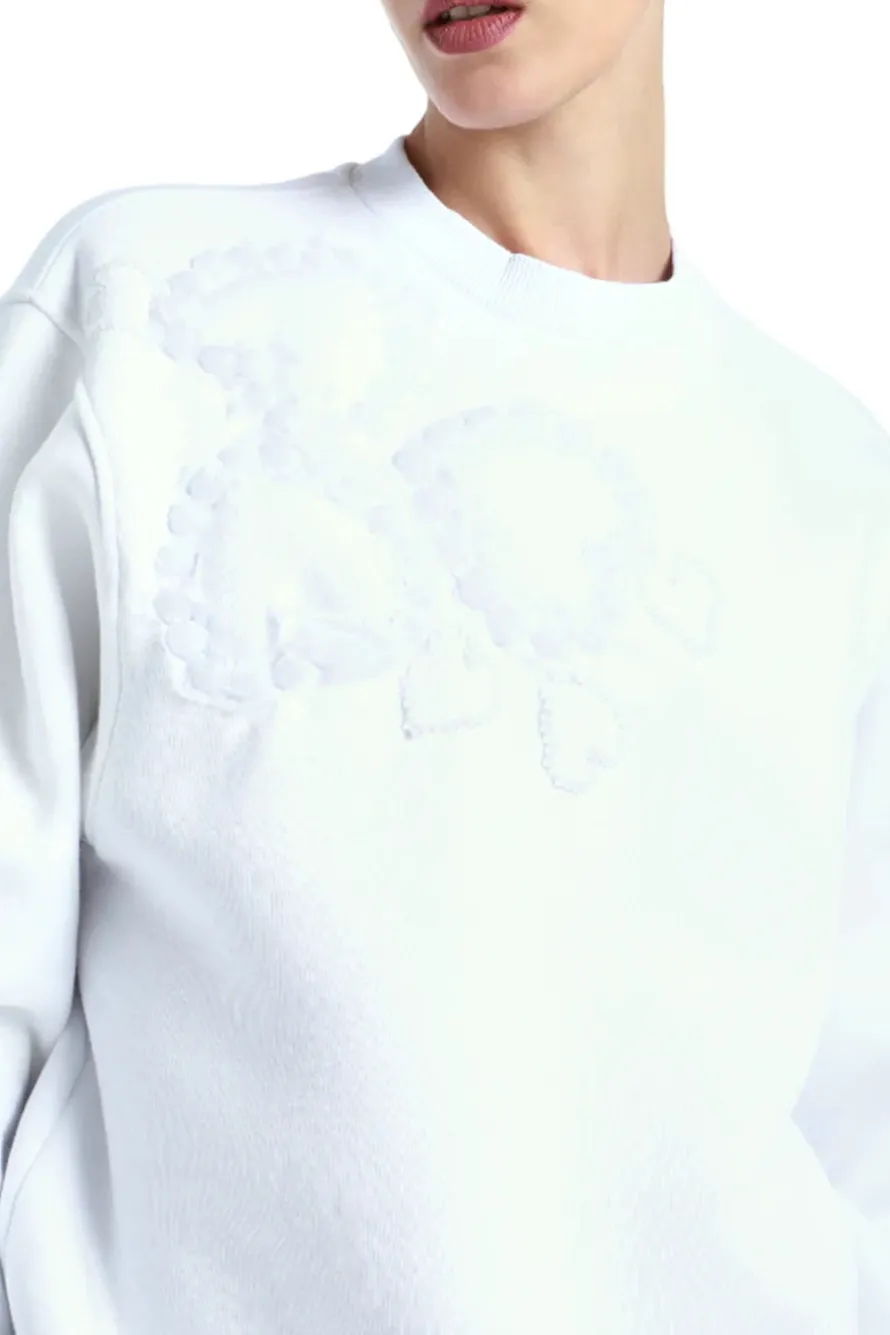 Beads Heart Embroidery Sweatshirt