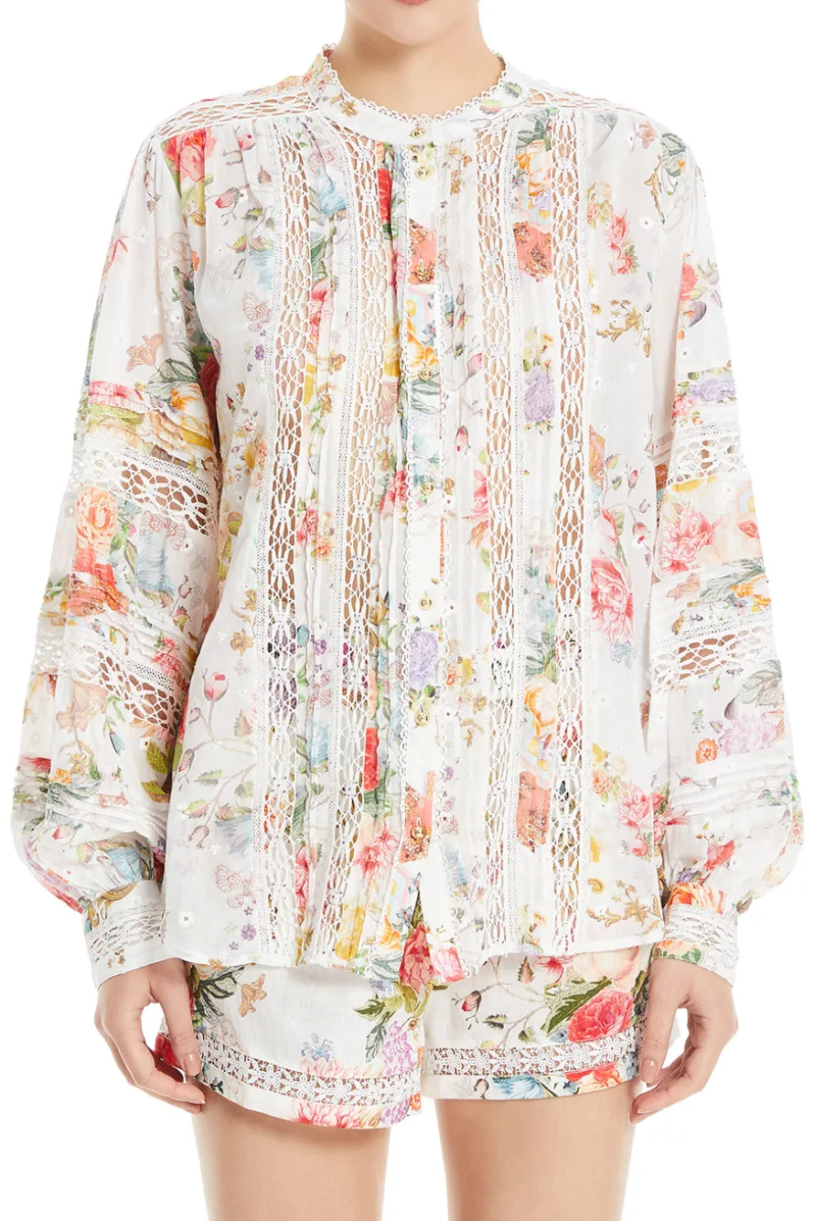 Blouson Sleeve Floral Blouse
