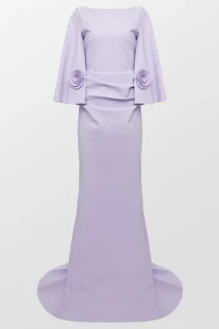 Boatneck Applique Evening Gown