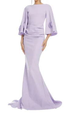 Boatneck Applique Evening Gown
