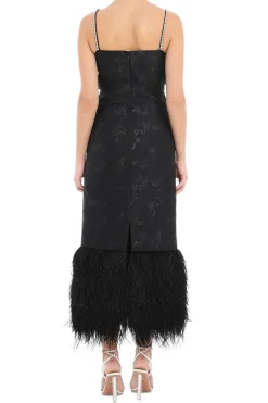 Bustier Midi Dress With Crystal Details & Feathers