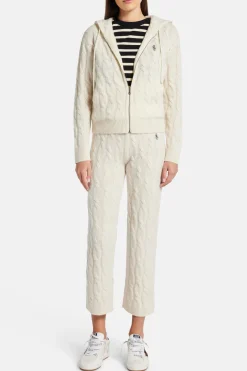 Cable Knit Cashmere Hoodie Zip Jacket