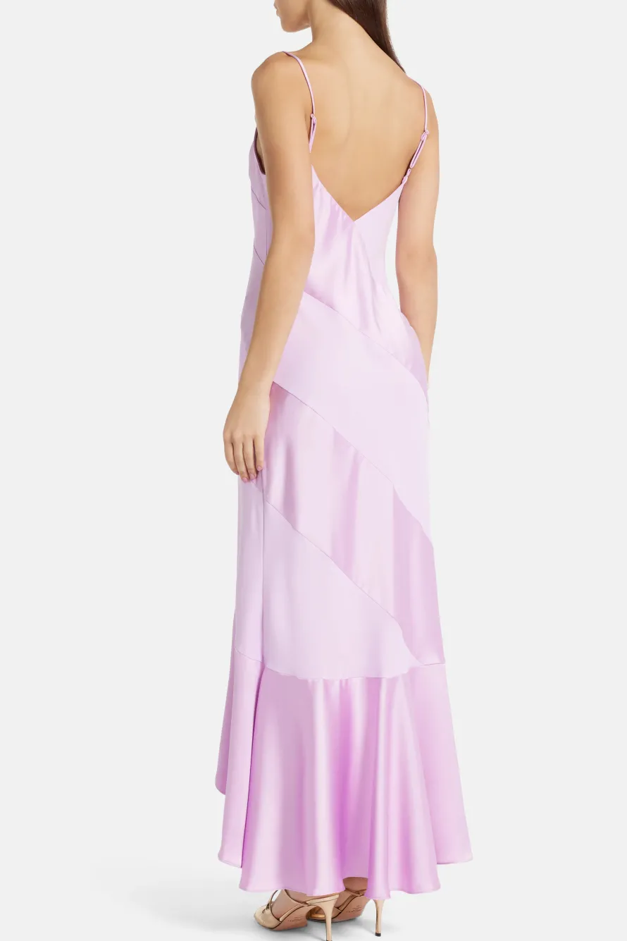 Camps Bay Solid Charmeuse Mallee Bow Maxi Dress in Pink