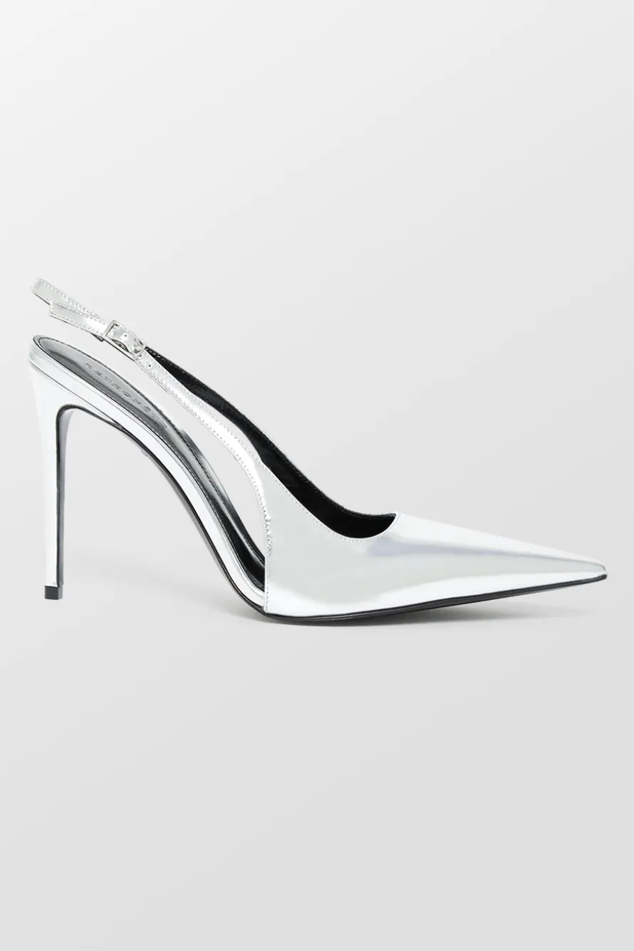 Caroline Metallic Sling Back Pointed Toe Heels