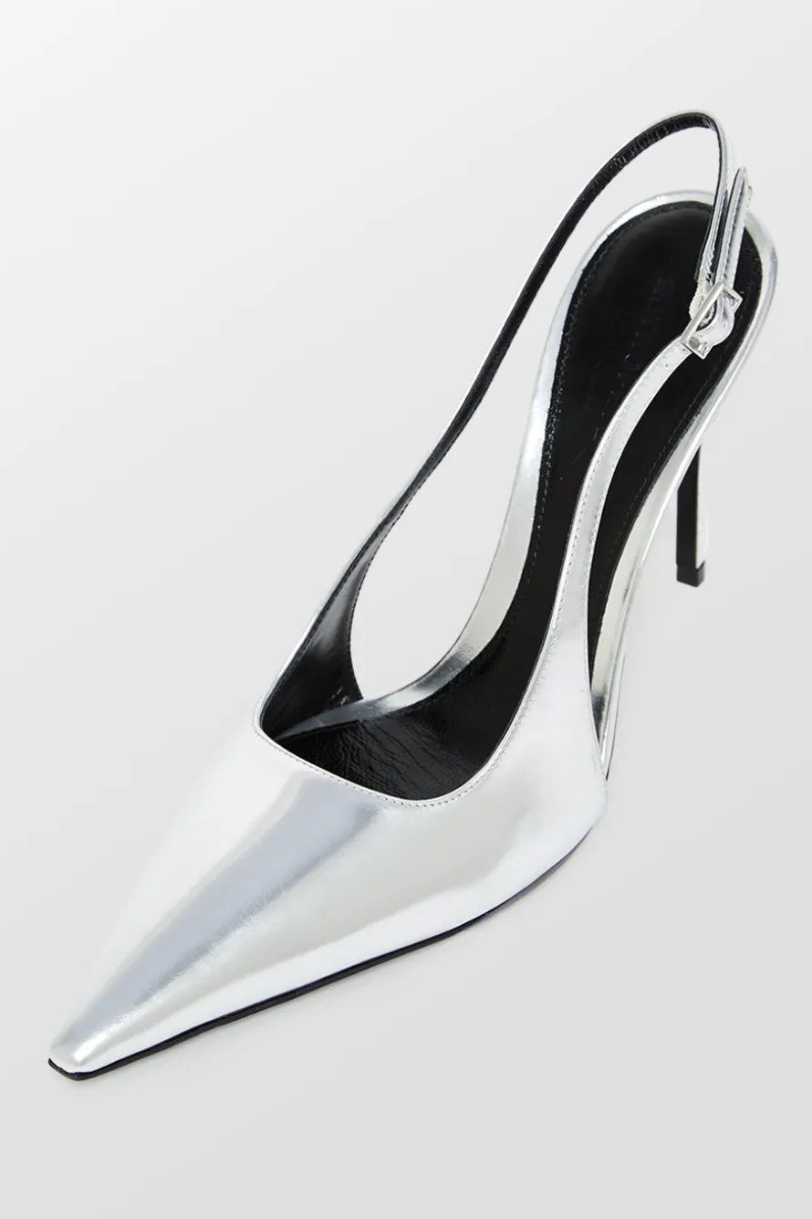 Caroline Metallic Sling Back Pointed Toe Heels