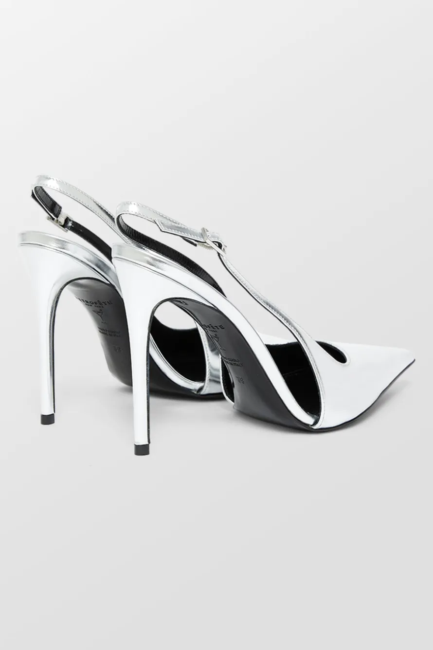 Caroline Metallic Sling Back Pointed Toe Heels