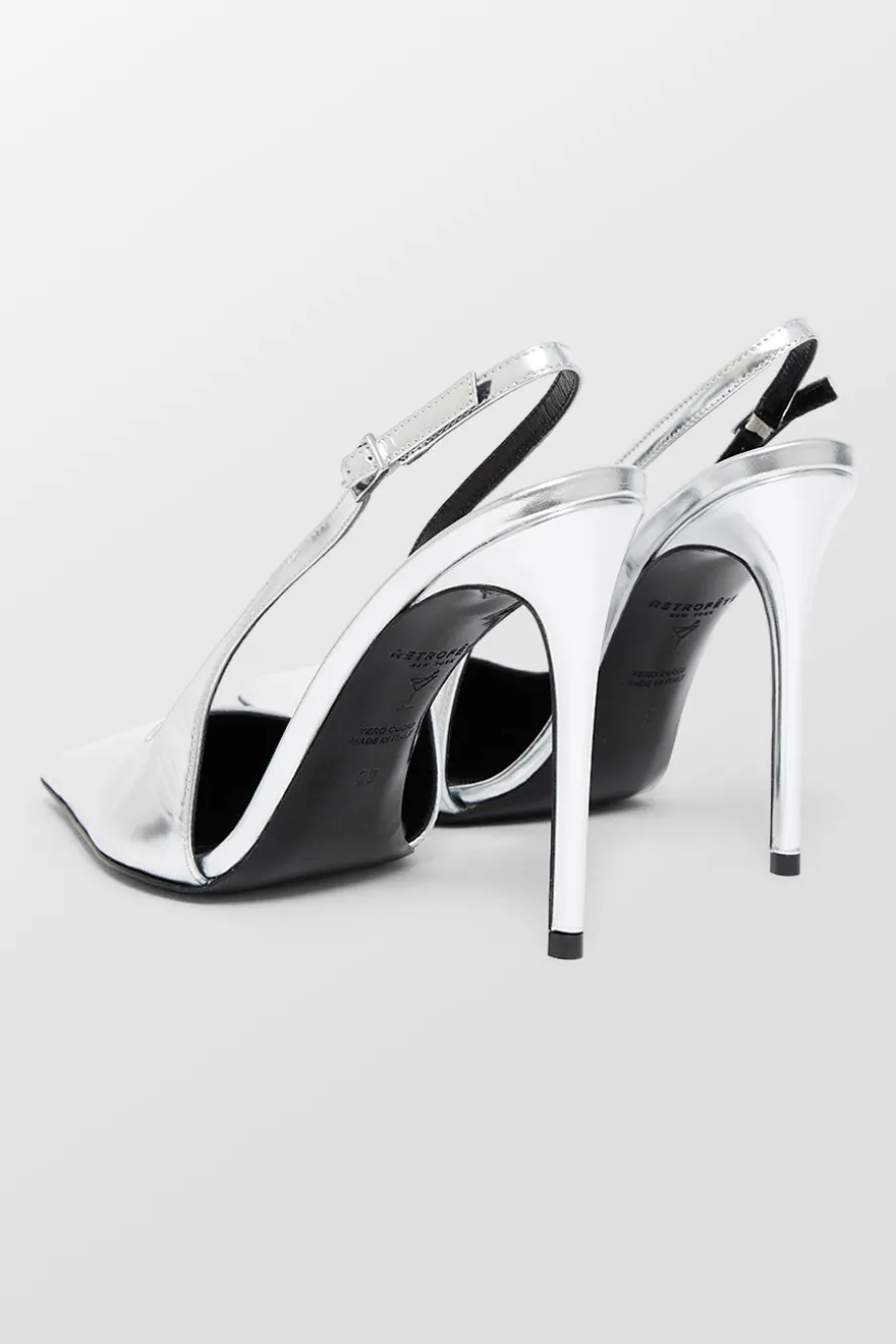 Caroline Metallic Sling Back Pointed Toe Heels