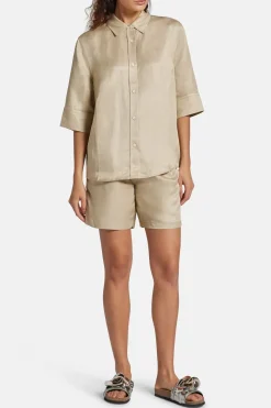 Carrie Linen Blend Shorts in Beige