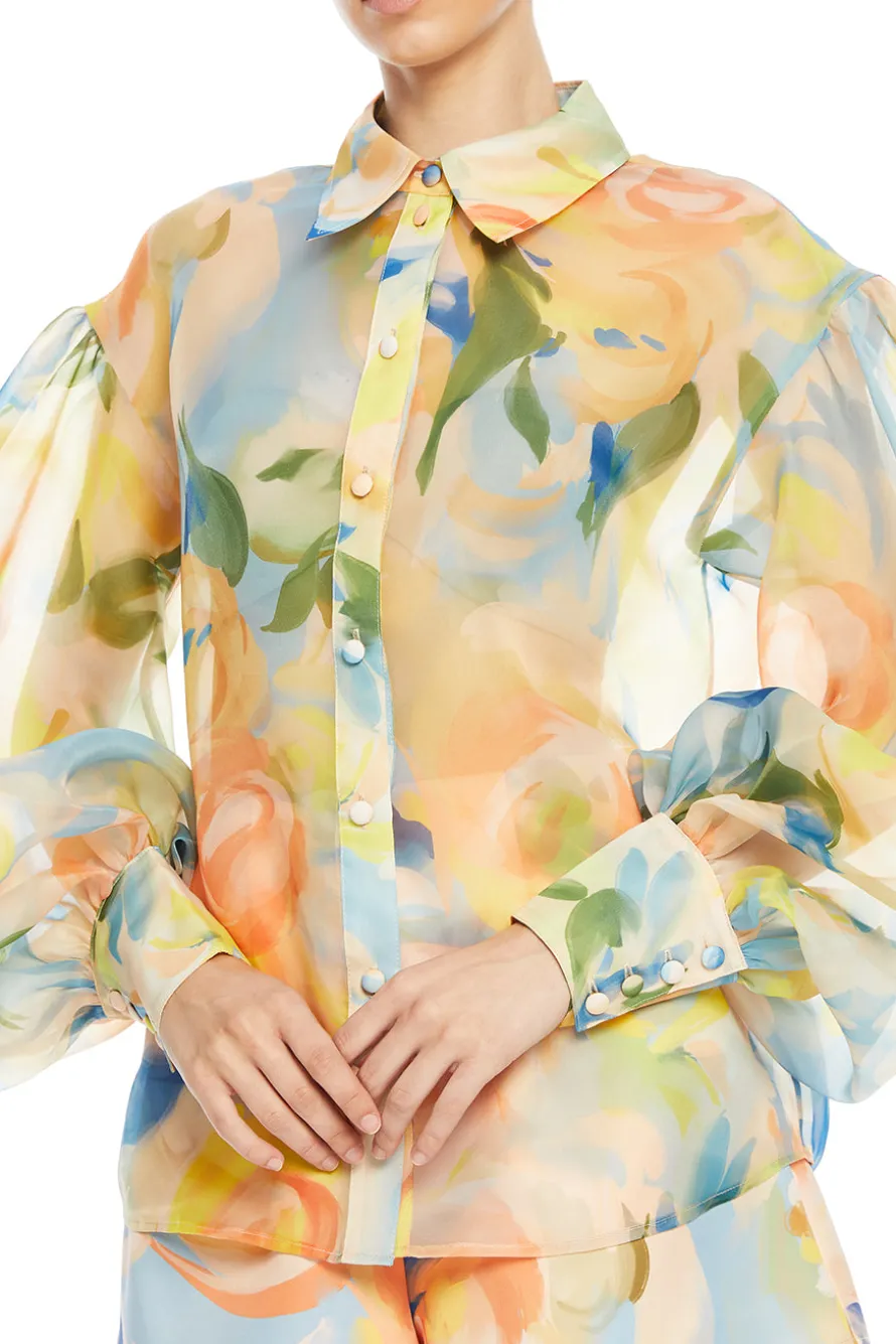 Celeste Floral Balloon Sleeves Blouse