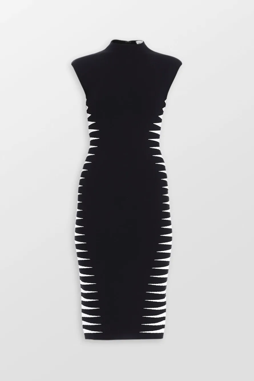 Color Block Cap Sleeve Midi Dress