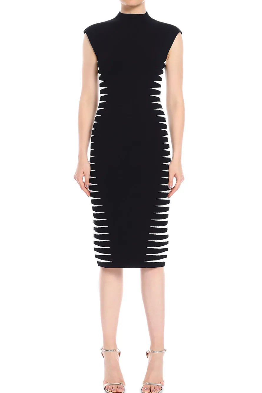 Color Block Cap Sleeve Midi Dress