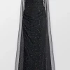 Confetti Tulle Off Shoulder Evening Gown