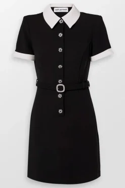 Crepe Contrast Mini Dress