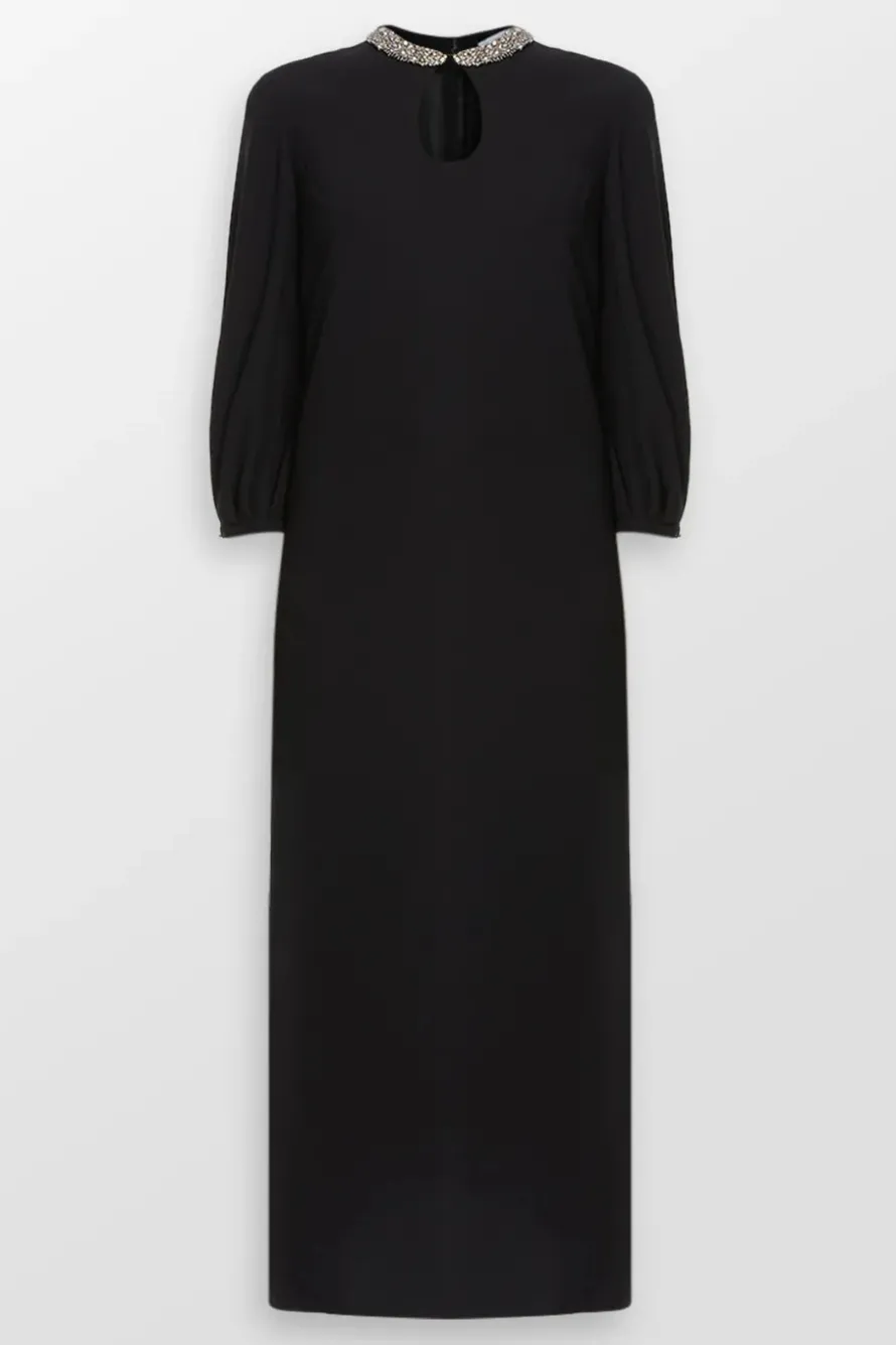 Crystal Embellished Collar Evening Dress