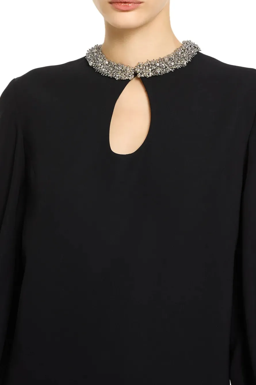 Crystal Embellished Collar Evening Dress