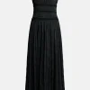 Dewdrop Layered Sleeveless Satin Dress in Black