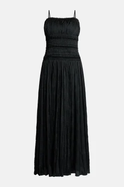 Dewdrop Layered Sleeveless Satin Dress in Black
