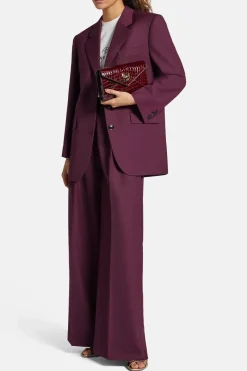 Elly Logo Embossed Mini Clutch Bag in Burgundy