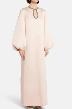 Embellished Evening Dress With Balloon Sleeves