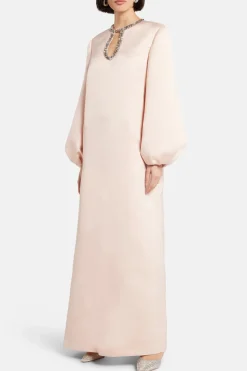 Embellished Evening Dress With Balloon Sleeves