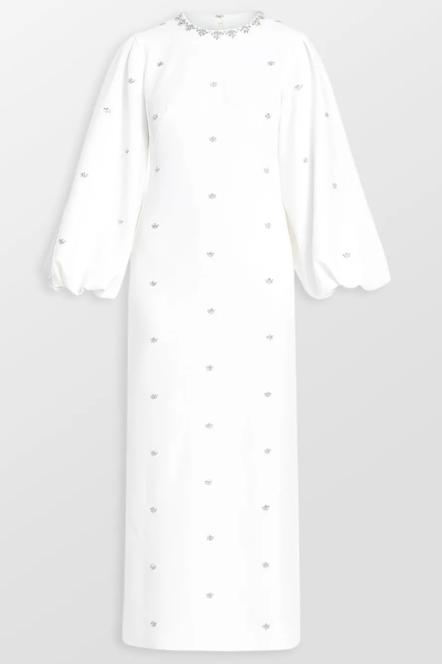 Embellished Maxi Dress With Balloon Sleeves