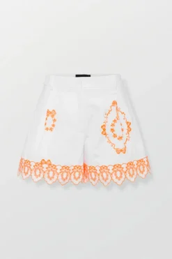 Embroidered Shorts With Trim