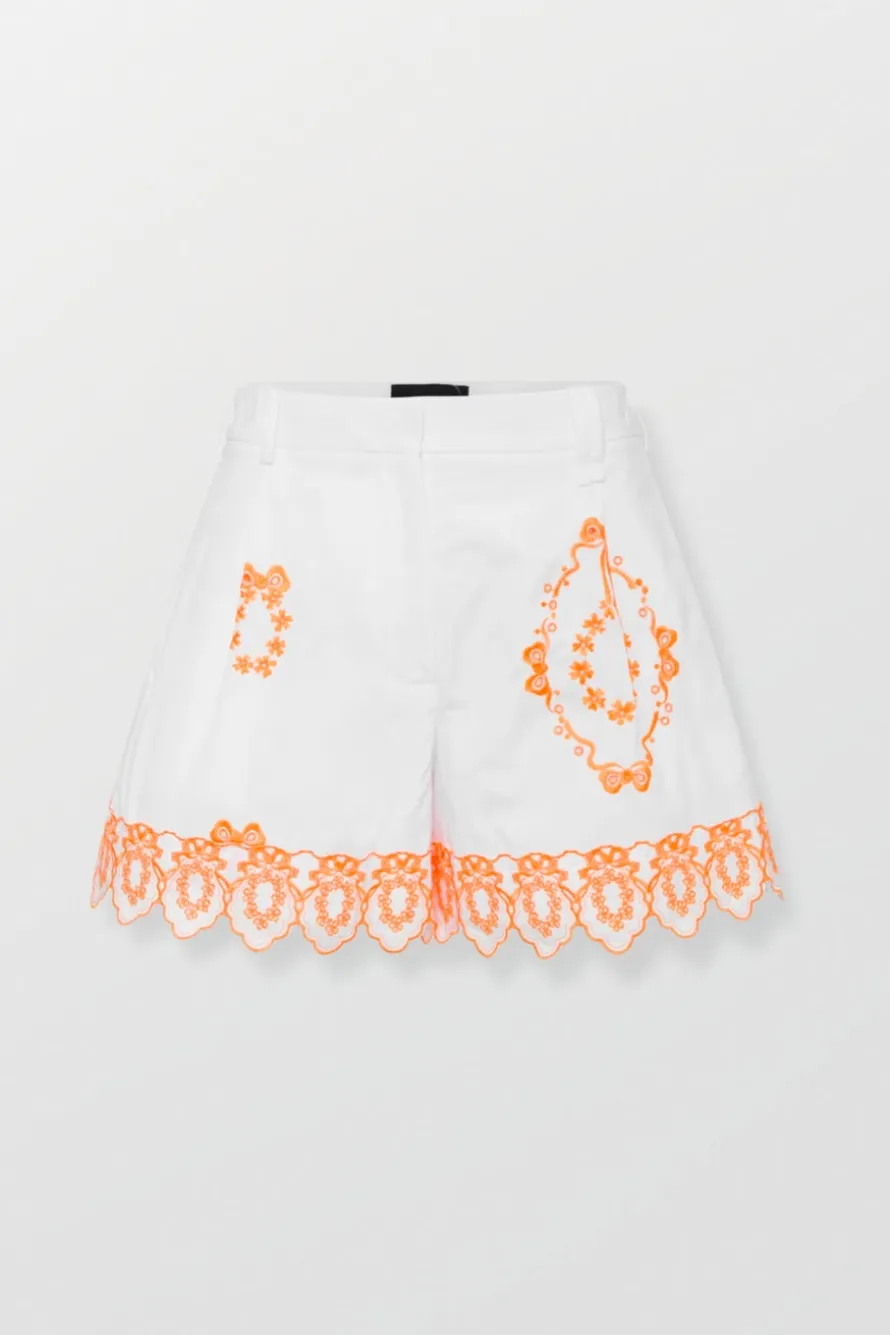 Embroidered Shorts With Trim