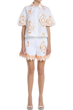 Embroidered Shorts With Trim