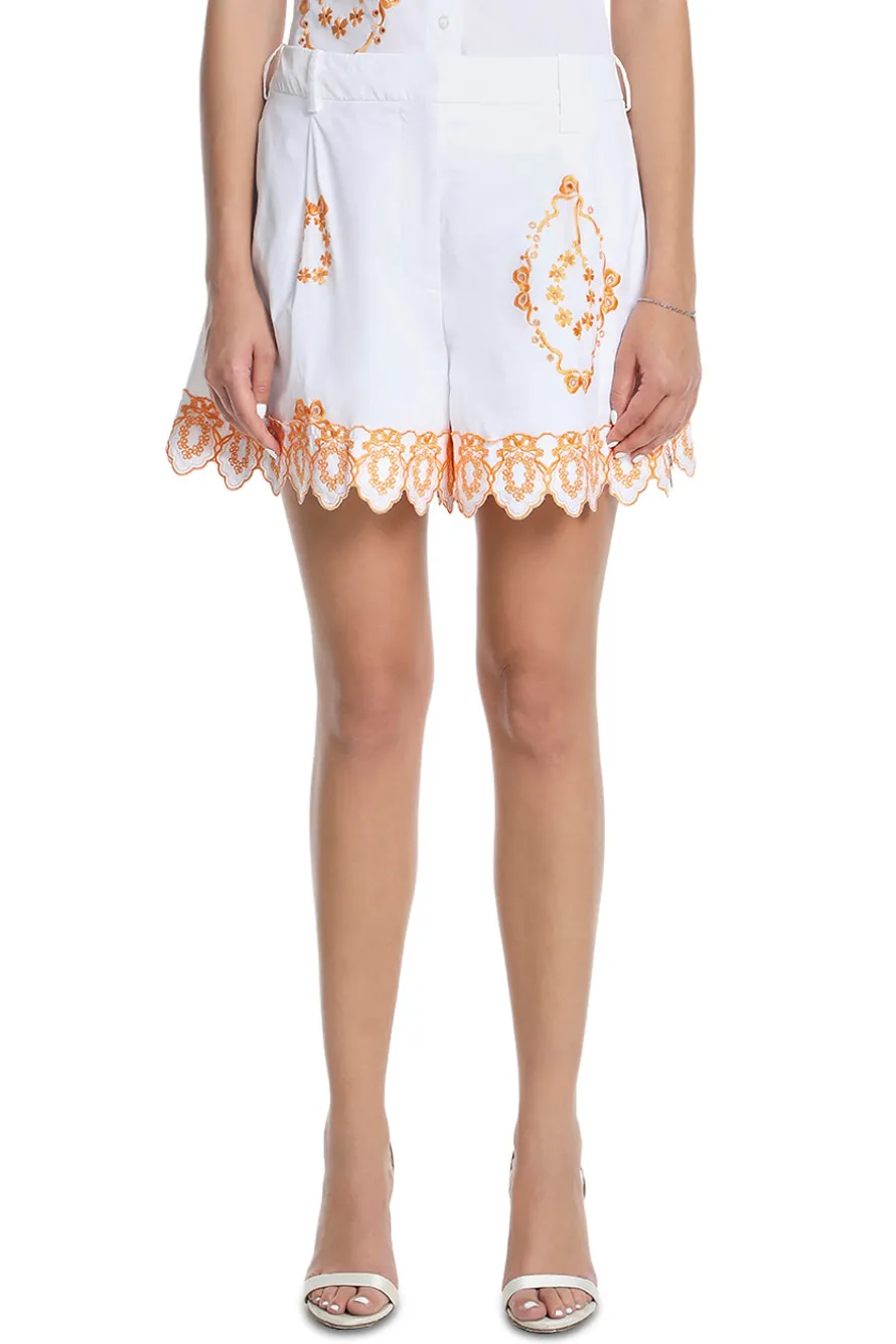Embroidered Shorts With Trim