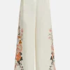 Embroidered Wide Leg Waisted Pants