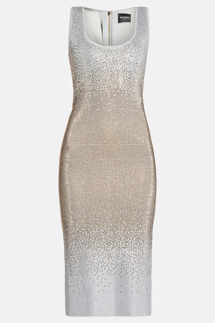 Essie Embellished Sleeveless Midi Dress in Silver