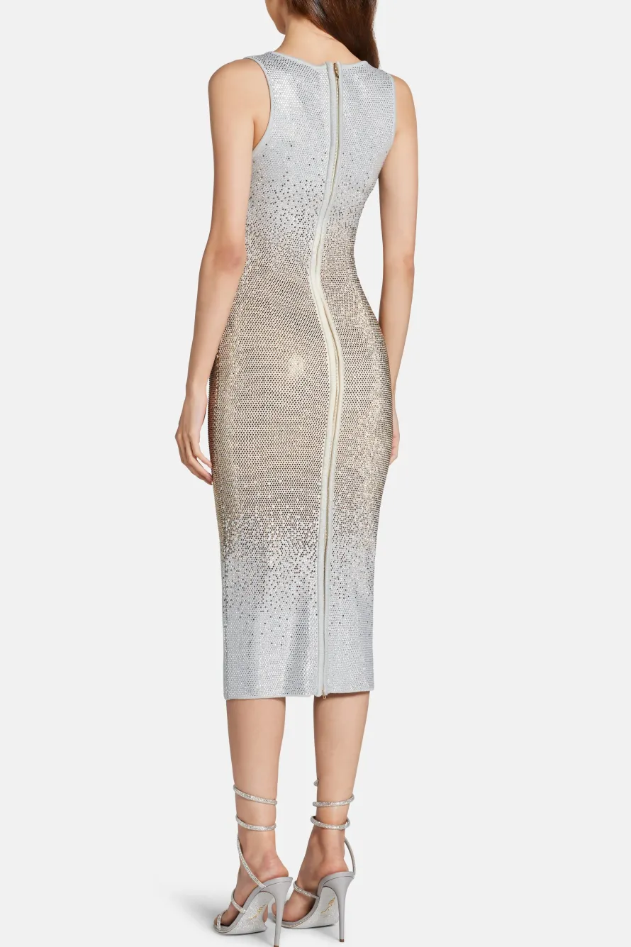Essie Embellished Sleeveless Midi Dress in Silver