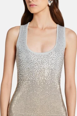 Essie Embellished Sleeveless Midi Dress in Silver