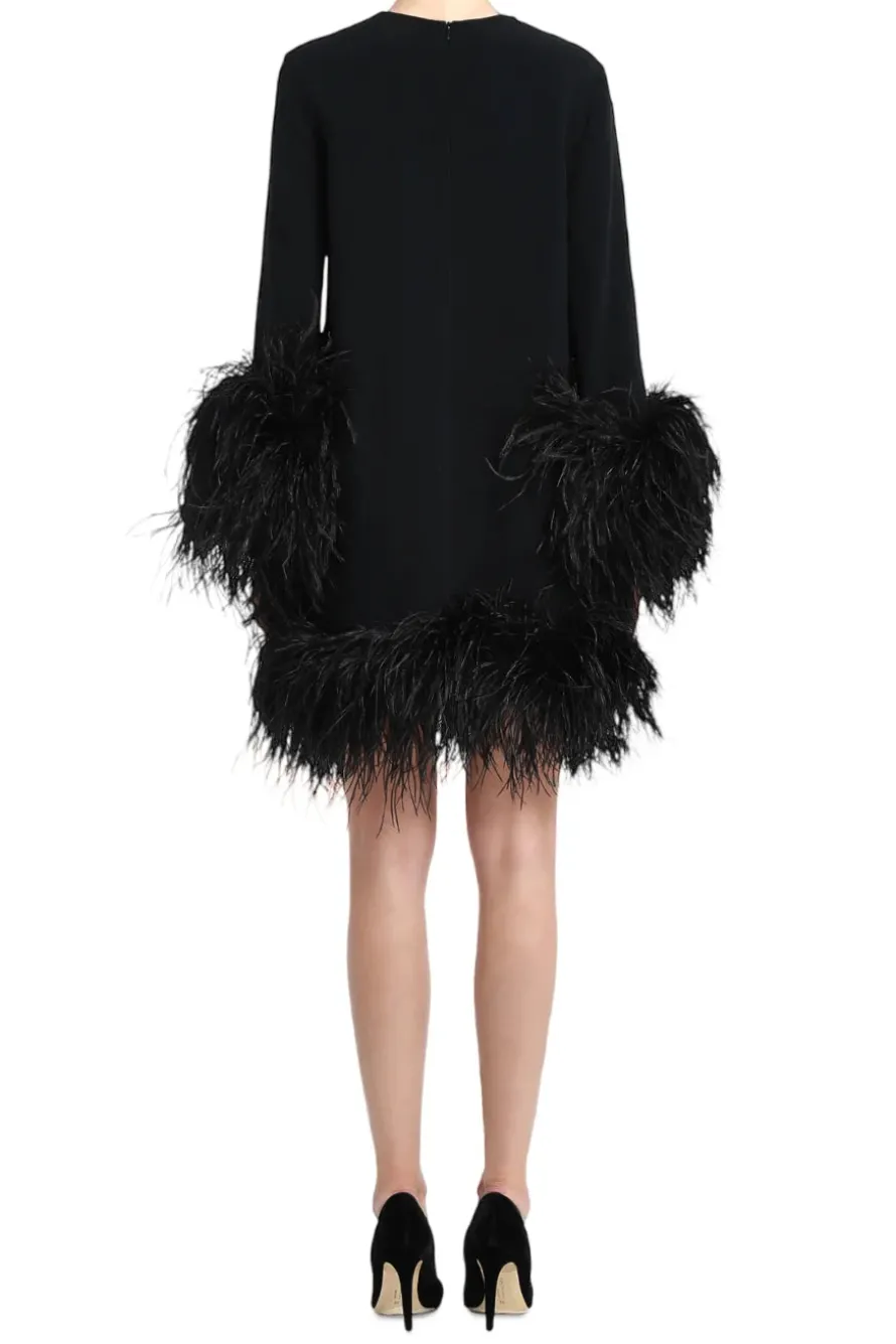 Feather Trim Mini Dress