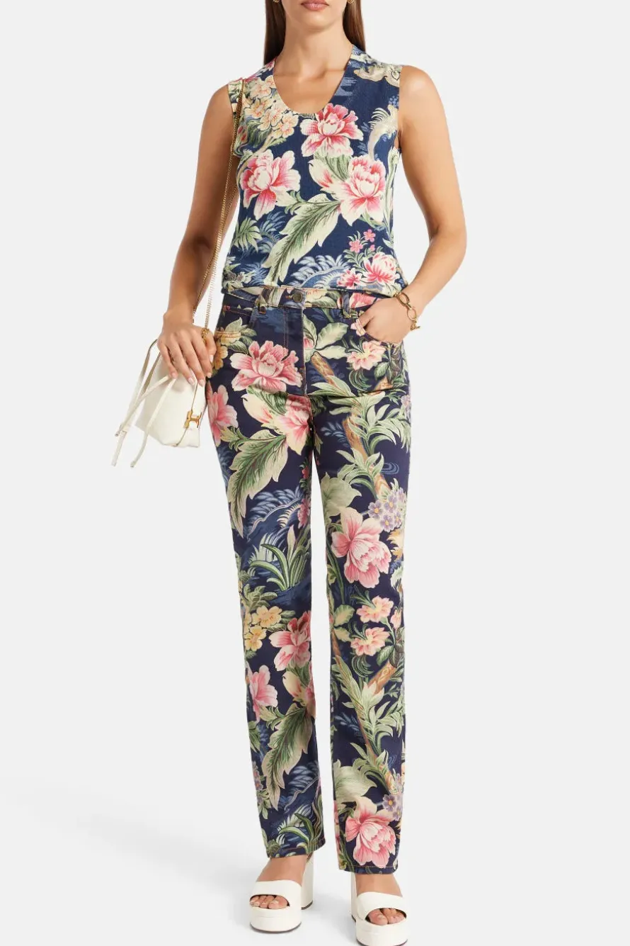 Floral Denim Pants